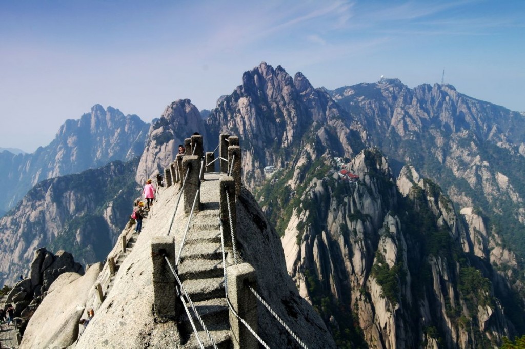 Výstup na vrchol Tiandufeng v národním parku Huangshan
